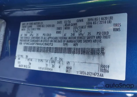 2017 Ford Escape S from USA, damaged, VIN 1FMCU0F76HUC59372